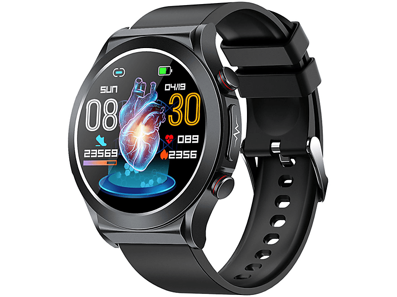 BRIGHTAKE Intelligente Smartwatch mit EKG, Blutdruck & mehr Smartwatch Kieselerde, Schwarz