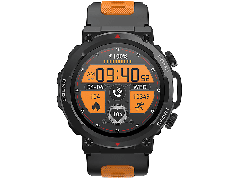 Talking Smartwatch BRIGHTAKE Smart - Schwarz,orange Multisport Smart Erinnerungen Herzfrequenz, Blutdruck, Kieselerde, Bluetooth Watch &