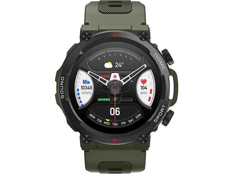 BRIGHTAKE Smart Bluetooth Talking Watch - Herzfrequenz, Blutdruck, Multisport & Smart Erinnerungen Smartwatch Kieselerde, grün