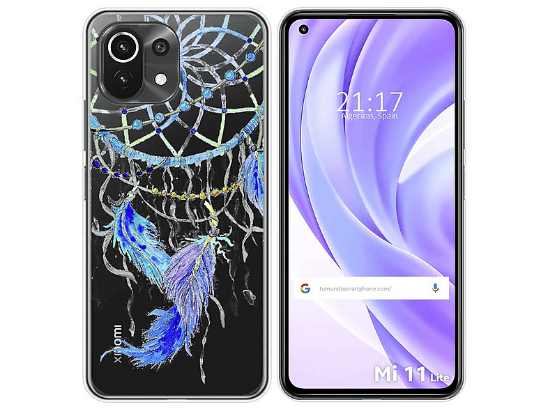 ALAMO Cover Vetro Color Sfumato Per Xiaomi MI 11 Lite (4G/5G/NE) - Custodia Protettiva Con Effetto Glitter E Ricarica Wireless