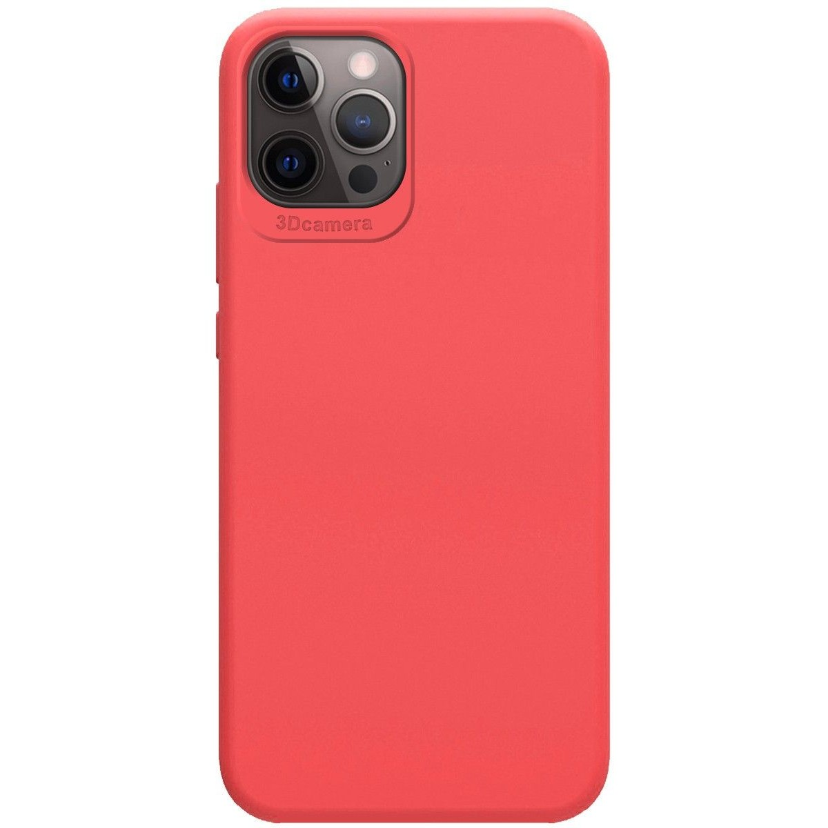 Custodia per telefono rossa con tre lenti della fotocamera. La custodia copre l'intero telefono.