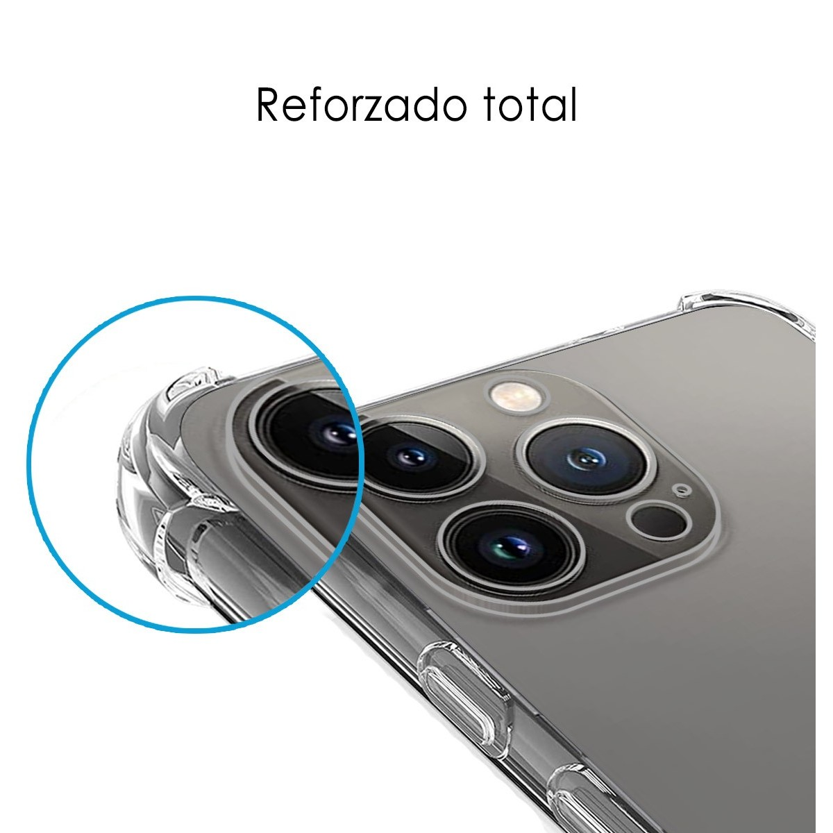 Primo piano del modulo fotocamera di un telefono, che mostra l'obiettivo e l'area circostante.