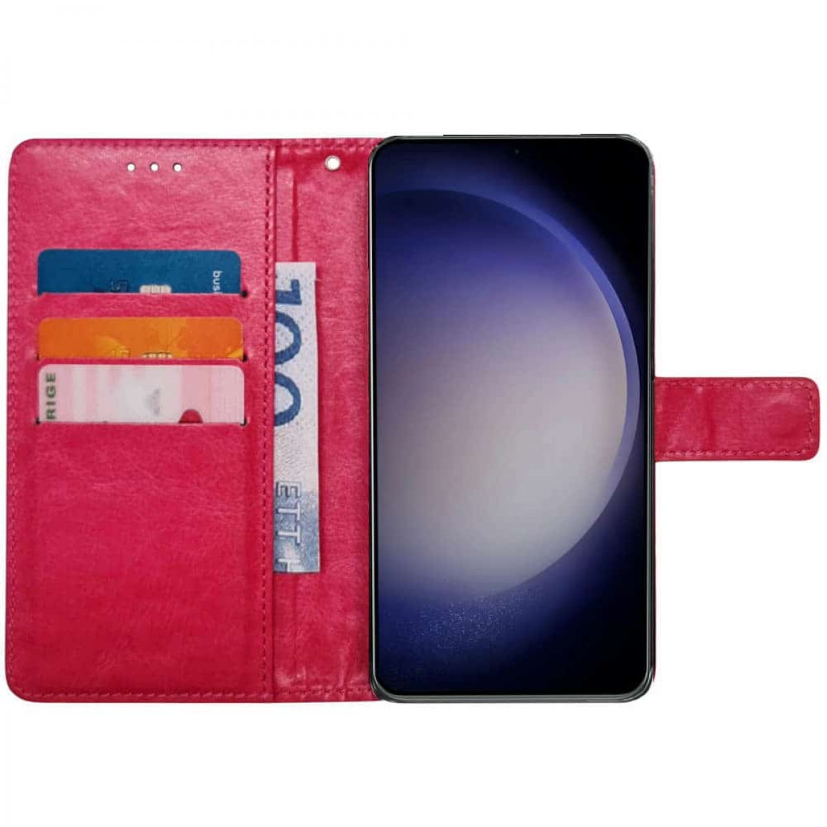 CASEONLINE 3-karten, Bookcover, Samsung, Galaxy S23 Rosa FE