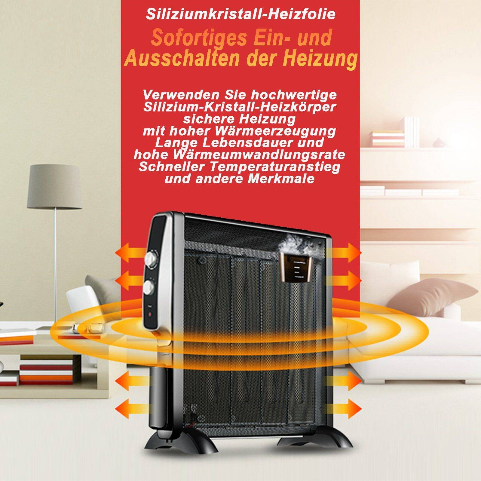 FINE LIFE Heizgerät und energieeffizient Watt) Thermostat,Sicher PRO 3 Heizung Heizstufen,2500W einstellbarer (2500