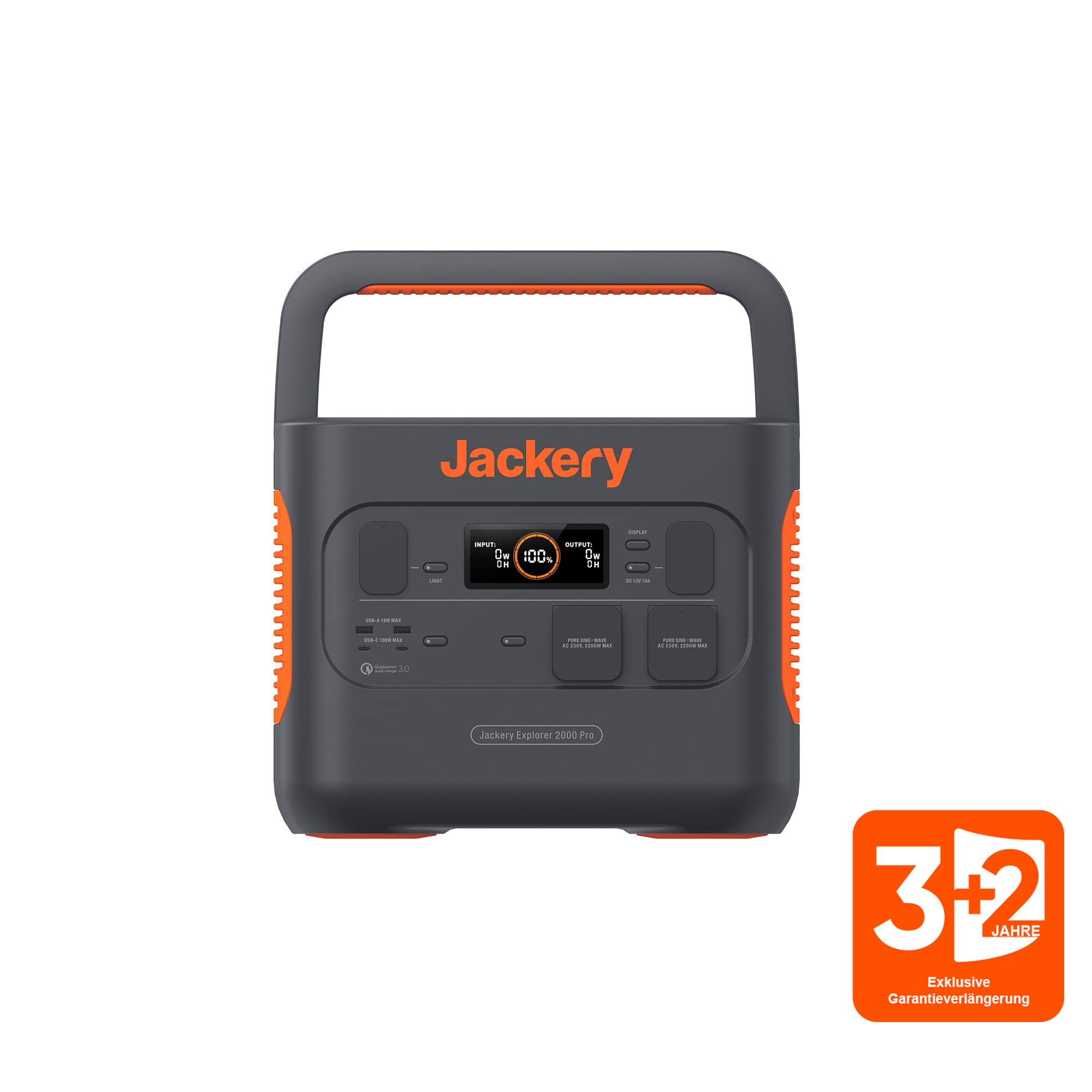 2000 JACKERY PRO, Tragbare Explorer Powerstation Stromzeuger Schwarz+Orange 2160Wh 2160Wh