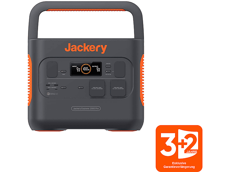 JACKERY Explorer 2000 Stromzeuger 2160Wh Tragbare PRO, Schwarz+Orange Powerstation 2160Wh
