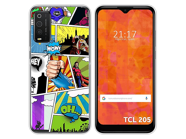 Custodia TCL 205 Con Vetro Temperato – Cover Morbida In Silicone Nero + Pellicola Protettiva 9H, Kit Completo