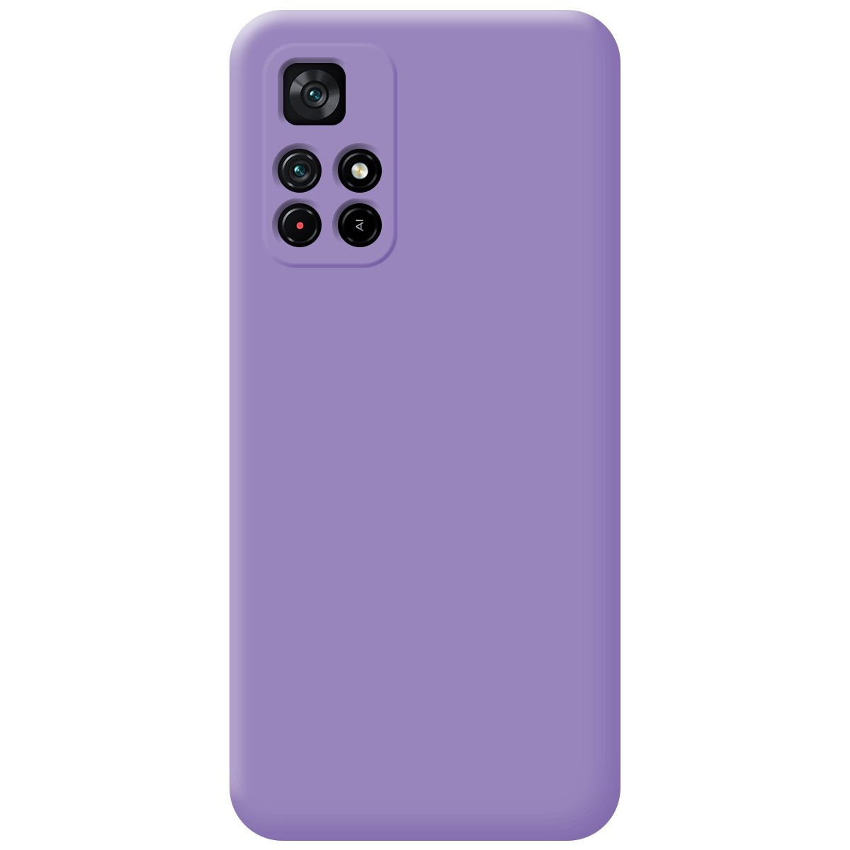 Una custodia per telefono lavanda con obiettivi della fotocamera.