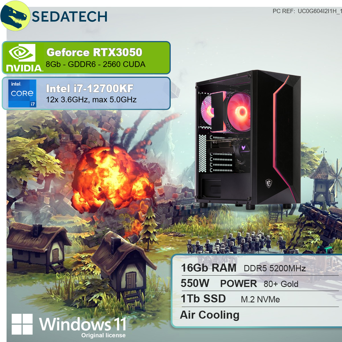 3050, Intel SEDATECH Home Prozessor, NVIDIA 11 RTX™ i7-12700KF, Windows i7 Intel® 8 SSD, 16 mit GB Gaming GeForce RAM, 1000 Core™ PC mehrsprachig, GB GB