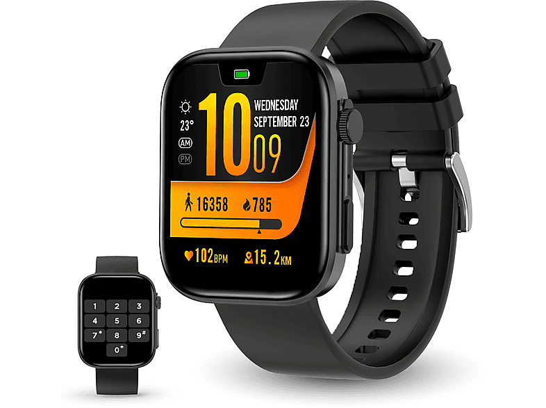 Smartwatch - KLACK RELOJ KT500P INTELIGENTE, compatible con Android e IOS  Negro, 1,54