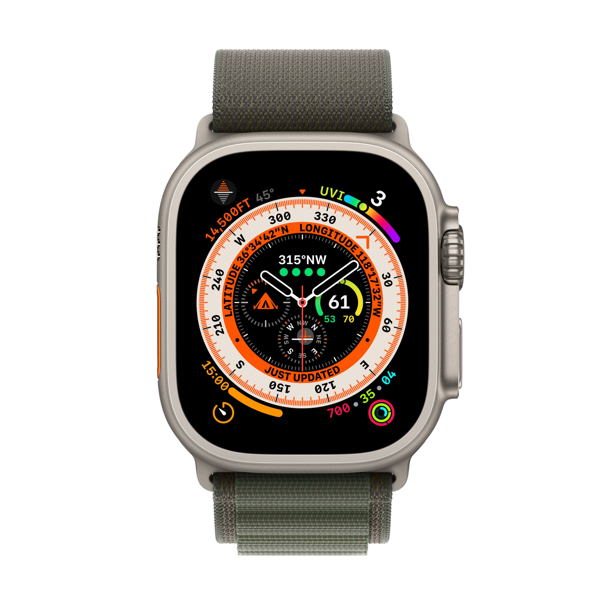 mm, Gewebe, ULTRA Titan TIT GPS+CEL W - Grün Alpine MEDIUM APPLE Smartwatch GREEN 145 ALPINE 49 190