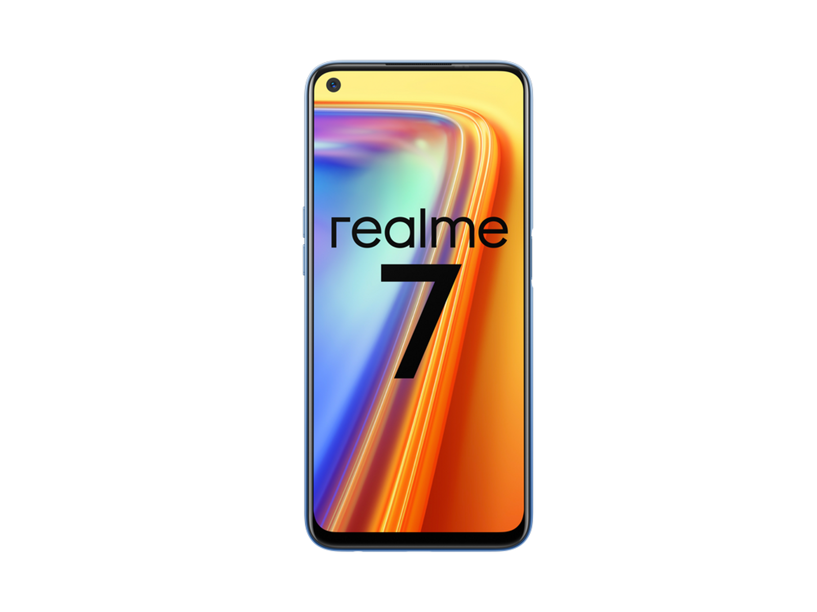 Smartfon z napisem 'realme 7' wyświetlanym na ekranie.