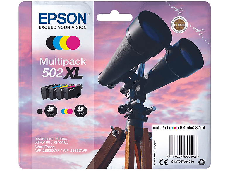 EPSON 502XL Tinte schwarz, cyan, magenta, yellow (C13T02W640)
