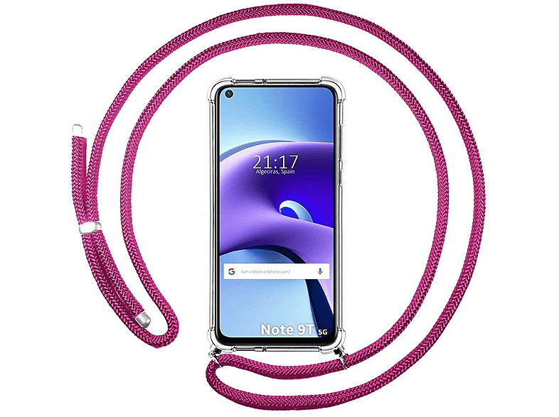 Custodia In Plastica Con Texture Tela Gommata Per Xiaomi Mi 9T - Rosa Scuro, Cover Sottile E Protettiva