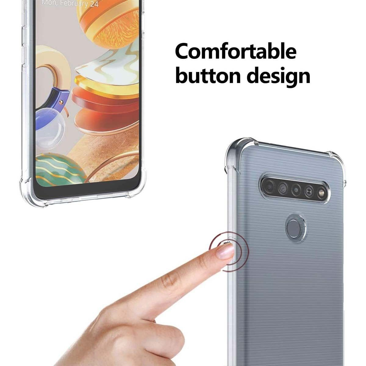 Funda: Transparente con diseño de botón.