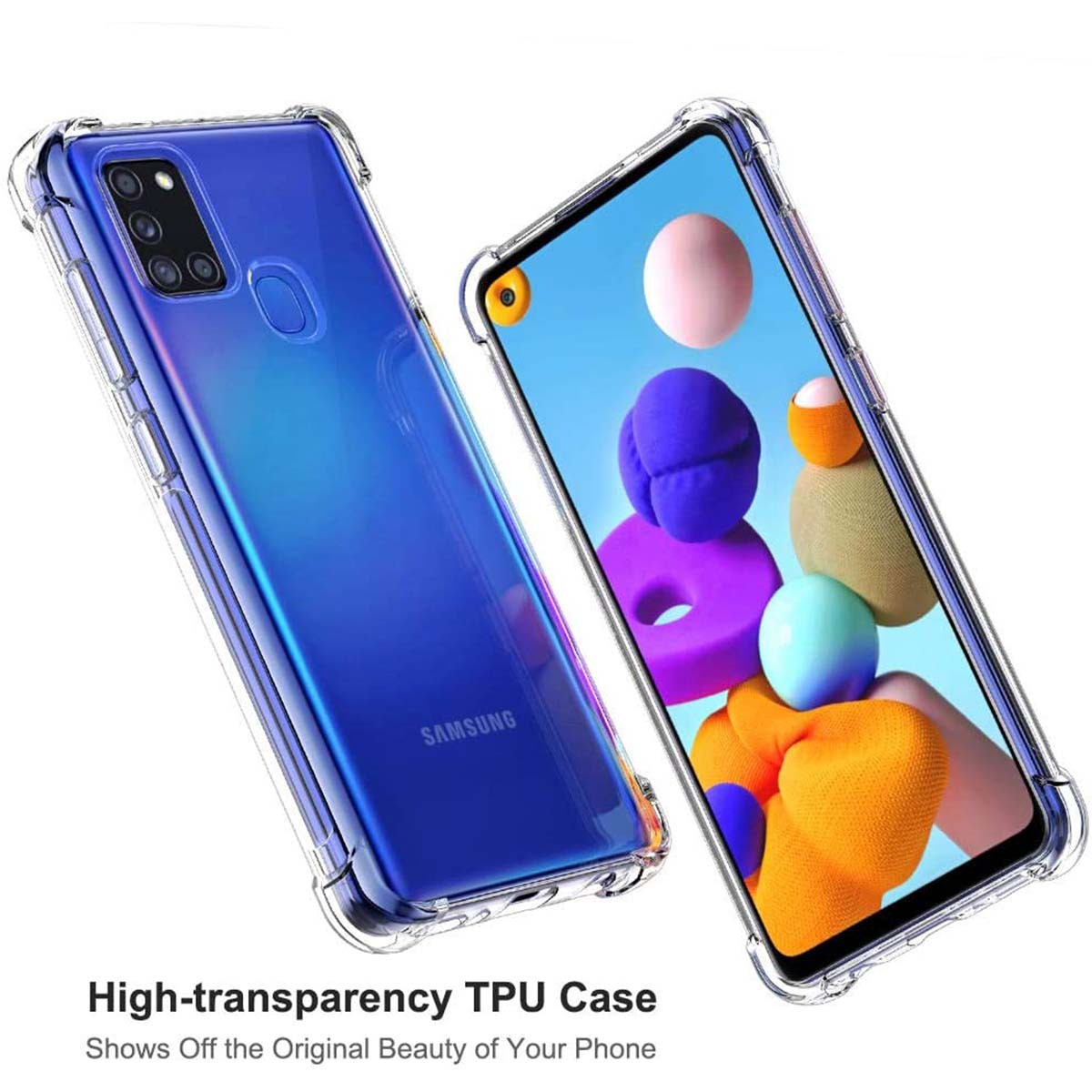 Due telefoni, uno con custodia trasparente, che mostra il design originale del telefono.