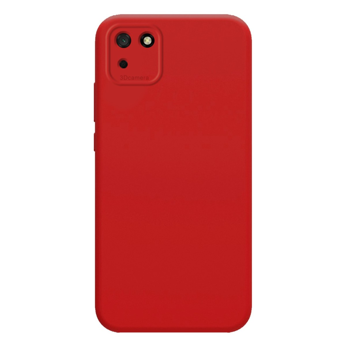 Funda de teléfono roja con una protuberancia de cámara en la parte superior.