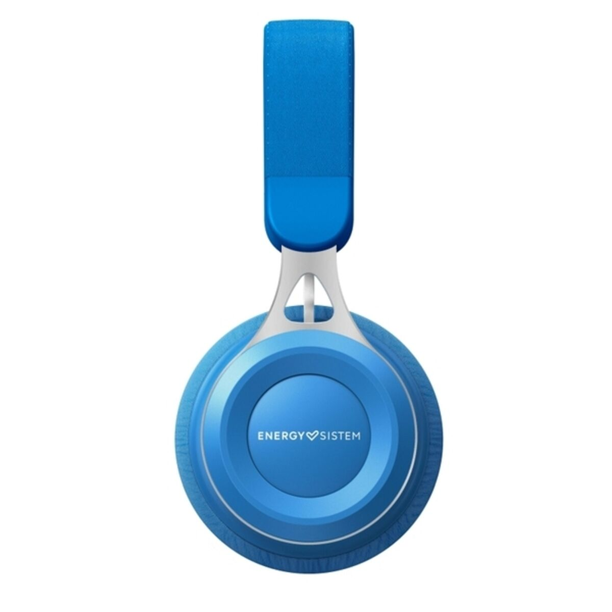 Blaue Energy Sistem Kopfhörer mit blauem Kopfband und weißen Details.