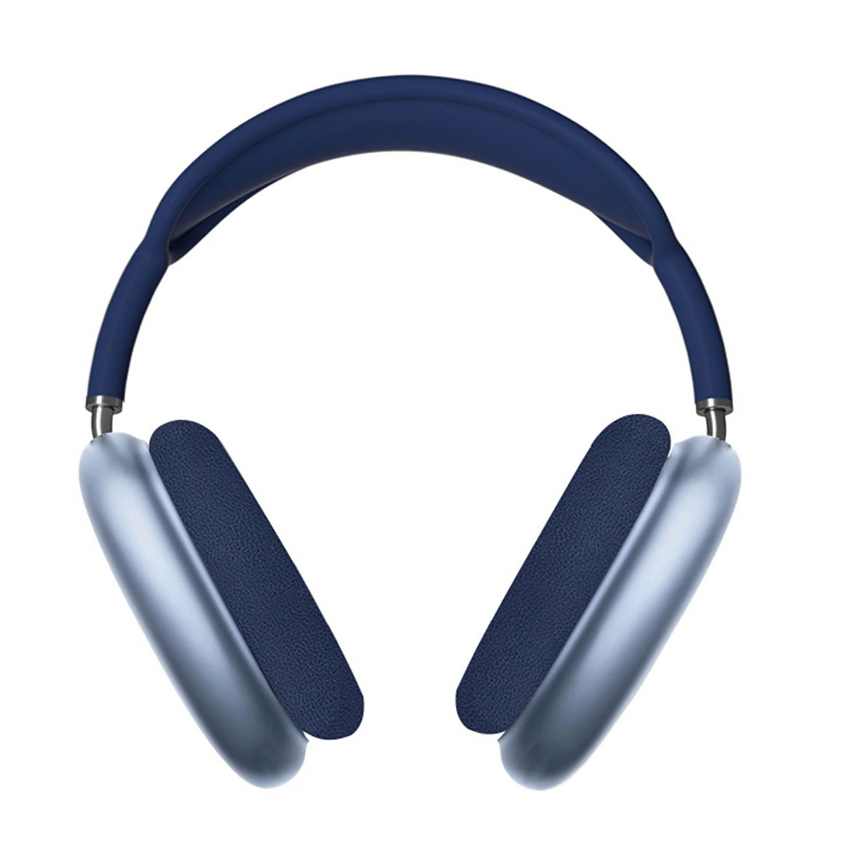 Auriculares Apple AirPods Max azules y plateados sobre fondo blanco.