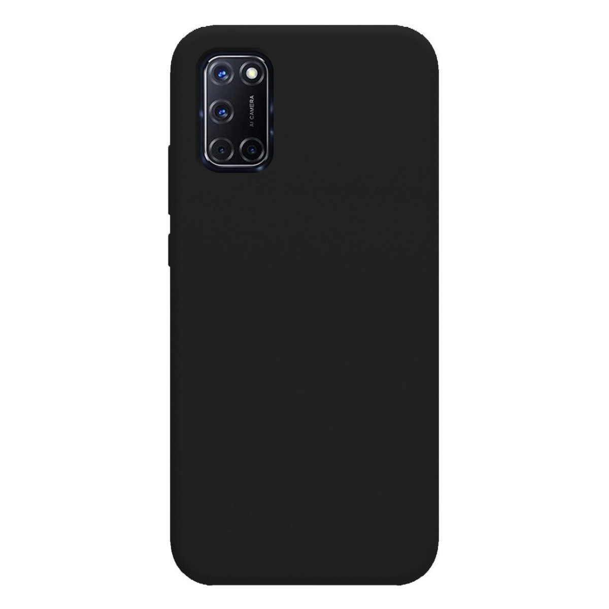 Funda de teléfono negra con un módulo de cámara negro.