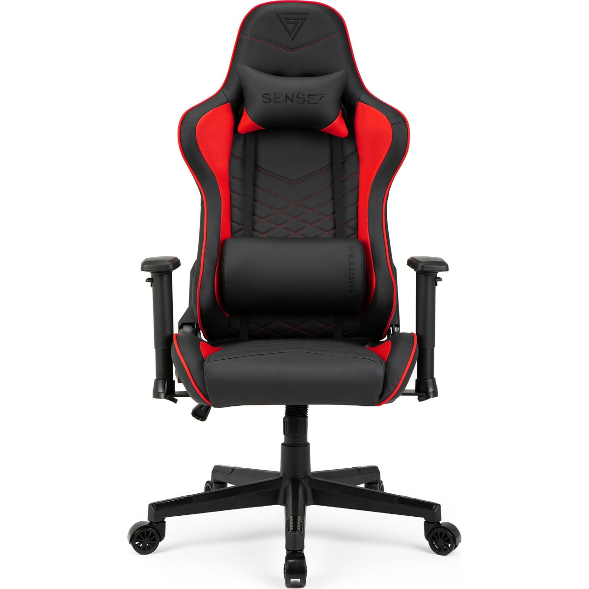 Zwarte en rode gamingstoel.