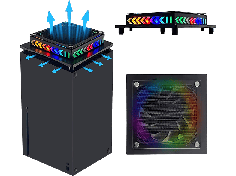 RESPIEL XBOX-Konsole Kühlung Dock,RGB, Konsolenzubehör, schwarz X/S Serie LED-Lichtleiste,für Xbox 5-Controller, PlayStation