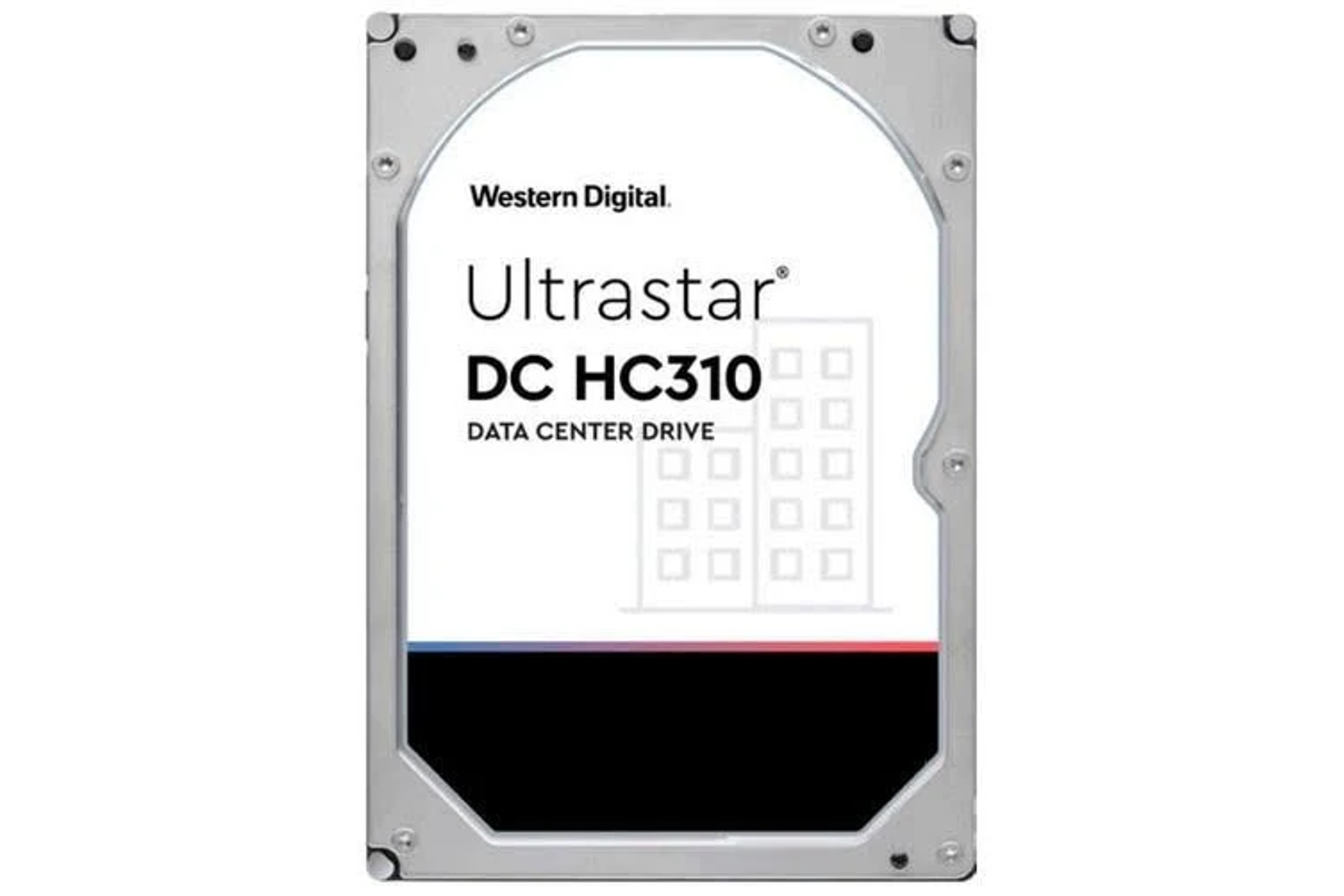 Dysk twardy z etykietami 'Western Digital' i 'Ultrastar' na białym tle.