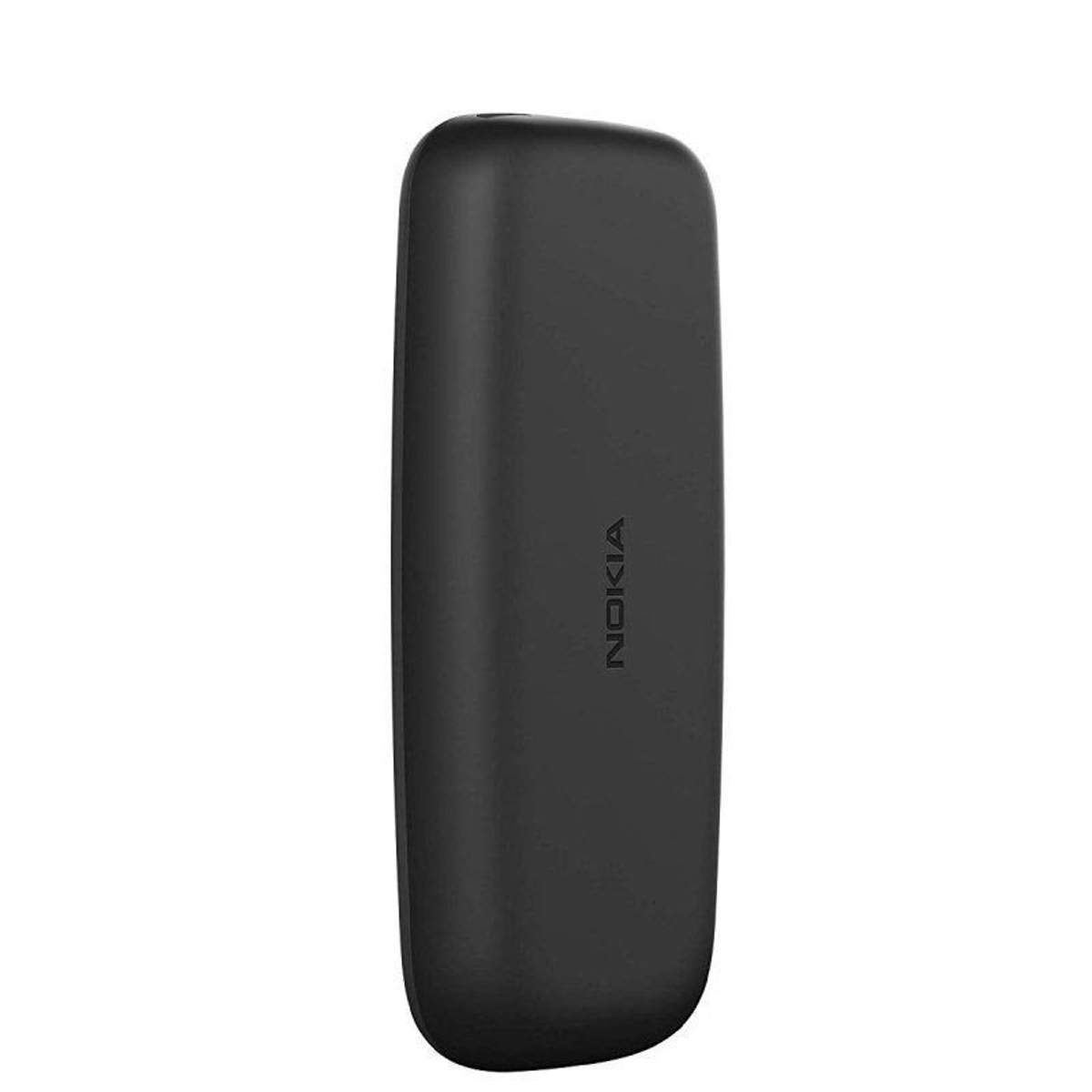 Czarny telefon Nokia. Telefon jest prostokątny z zaokrąglonymi rogami. Napisana jest na nim nazwa marki Nokia.