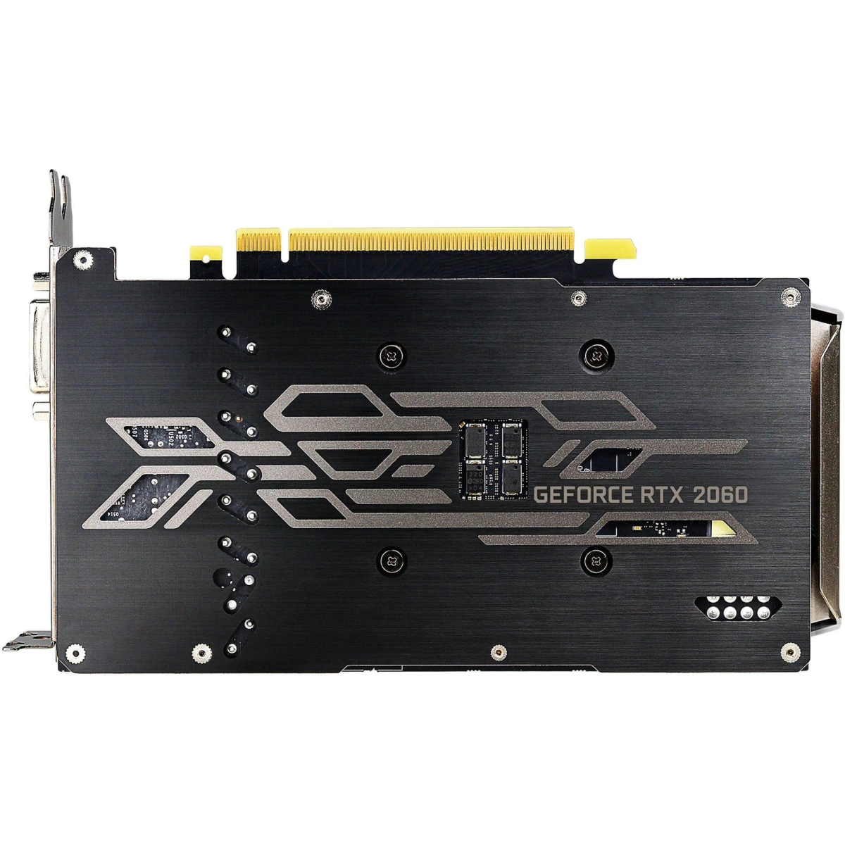 Czarna karta graficzna. Widoczna etykieta GeForce RTX 2060.