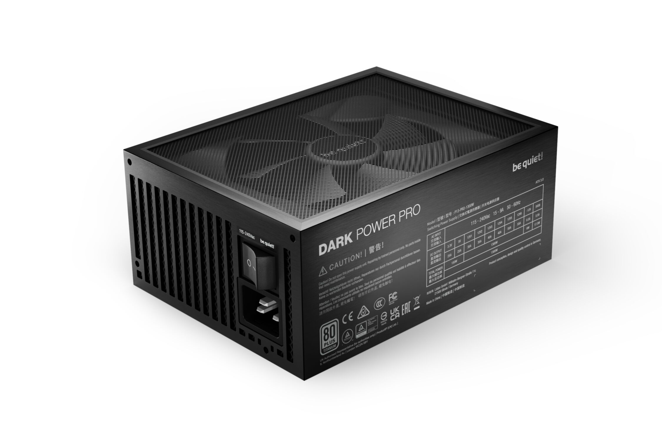 BE QUIET! Dark Titanium-Effizienz PC 94.4%) 1300W Pro 80 , PLUS Watt zu 13 Power 1300 Netzteil (bis