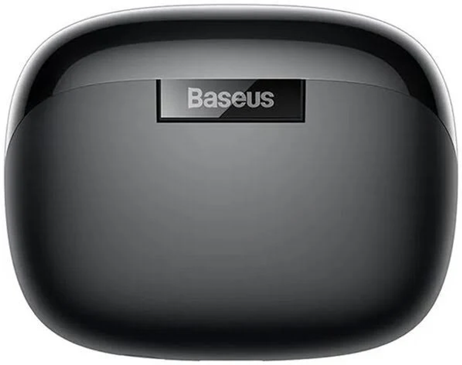 Czarne etui na słuchawki Baseus. Nazwa Baseus jest napisana na etui.