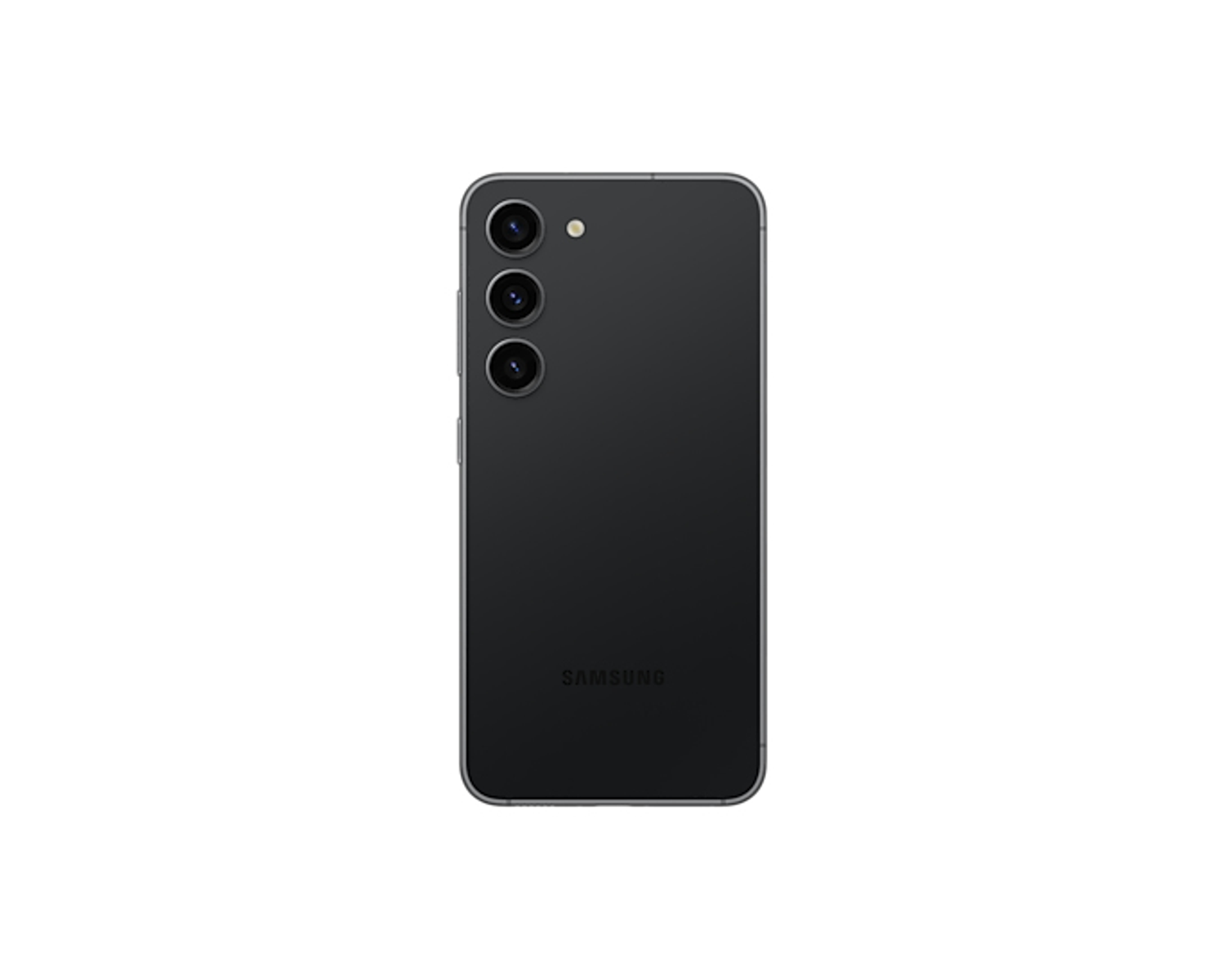 Schwarzes Smartphone, Rückansicht, mit drei Kameras.