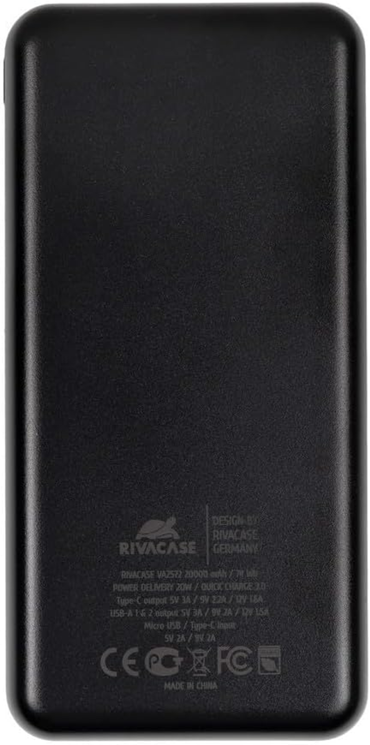 Powerbank Schwarz Black mAh VA2572 RIVACASE 20000