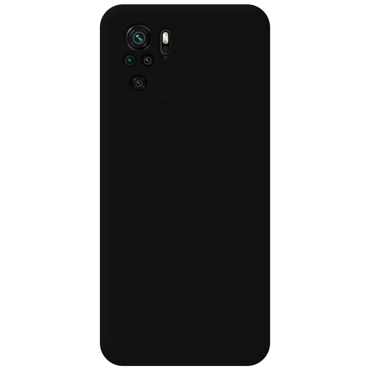 Custodia per telefono nera con un design vuoto. La custodia è completamente nera.