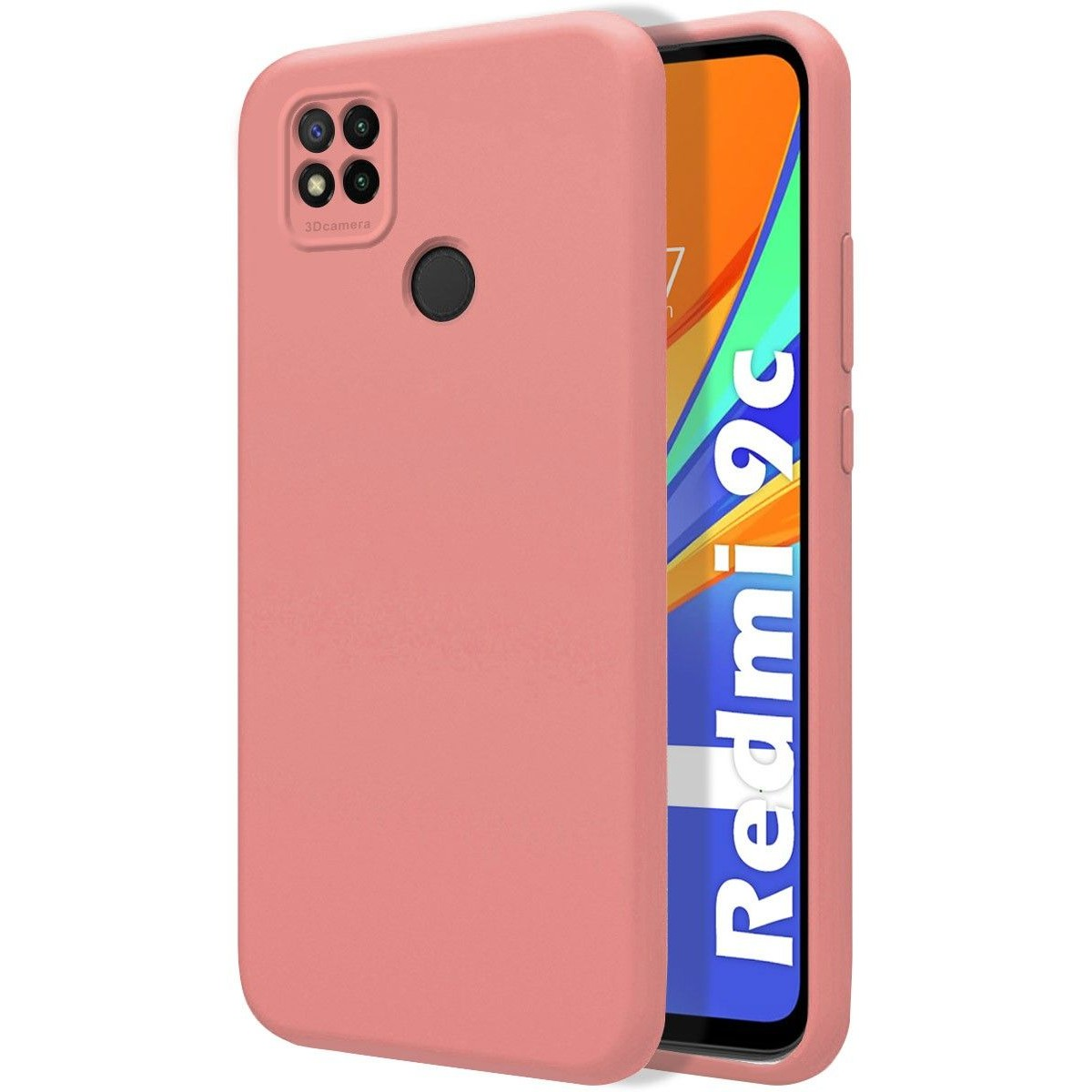 Custodia per telefono rosa. Il telefono è rivolto a destra.