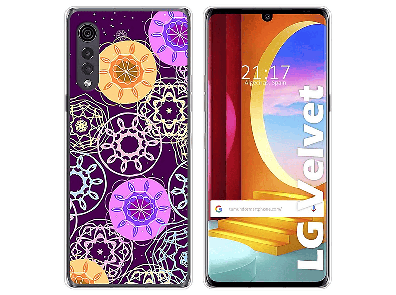 BRAND SET Cover Per LG Velvet 5G/4G - Custodia Morbida In Gomma Siliconata Con Effetto Marmo E Squama Pesce, Colore Rosa - 4