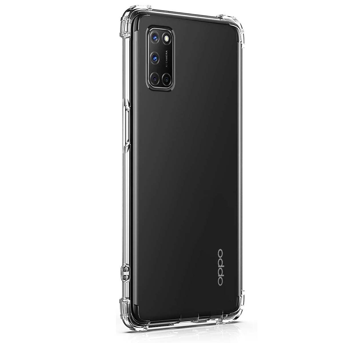 Funda de teléfono negra con marco transparente. La funda es elegante y minimalista.