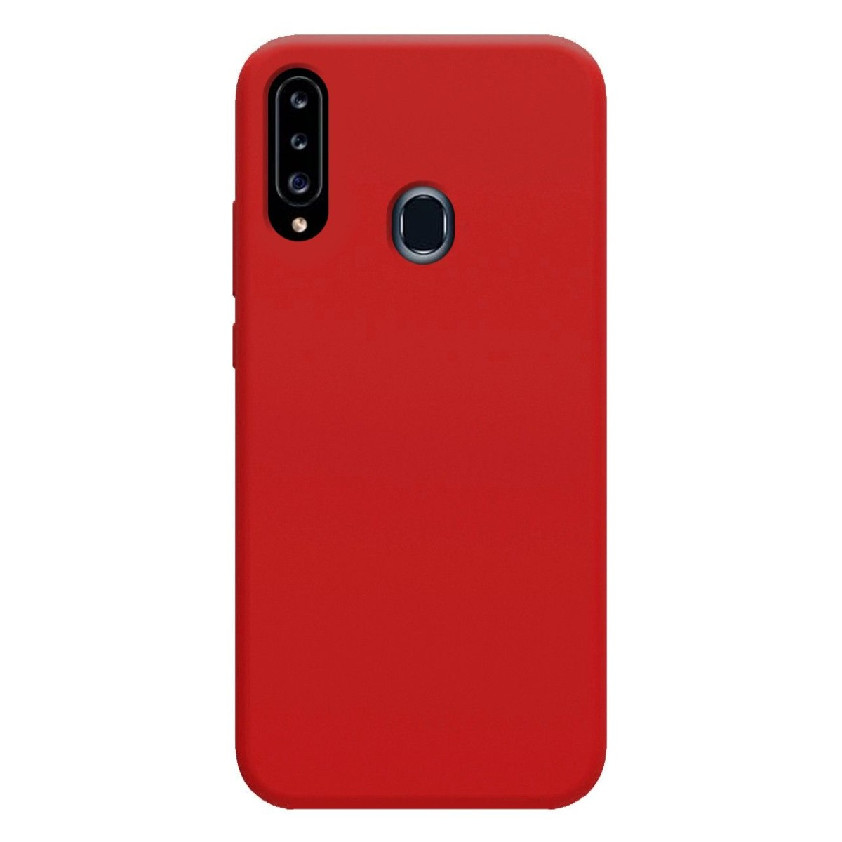 Custodia rossa con intaglio per fotocamera. Nessuno schermo del telefono visibile.