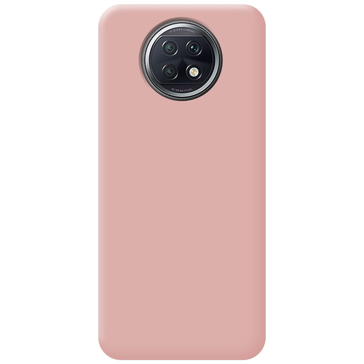 Una custodia per telefono rosa semplice con il modulo fotocamera in alto.