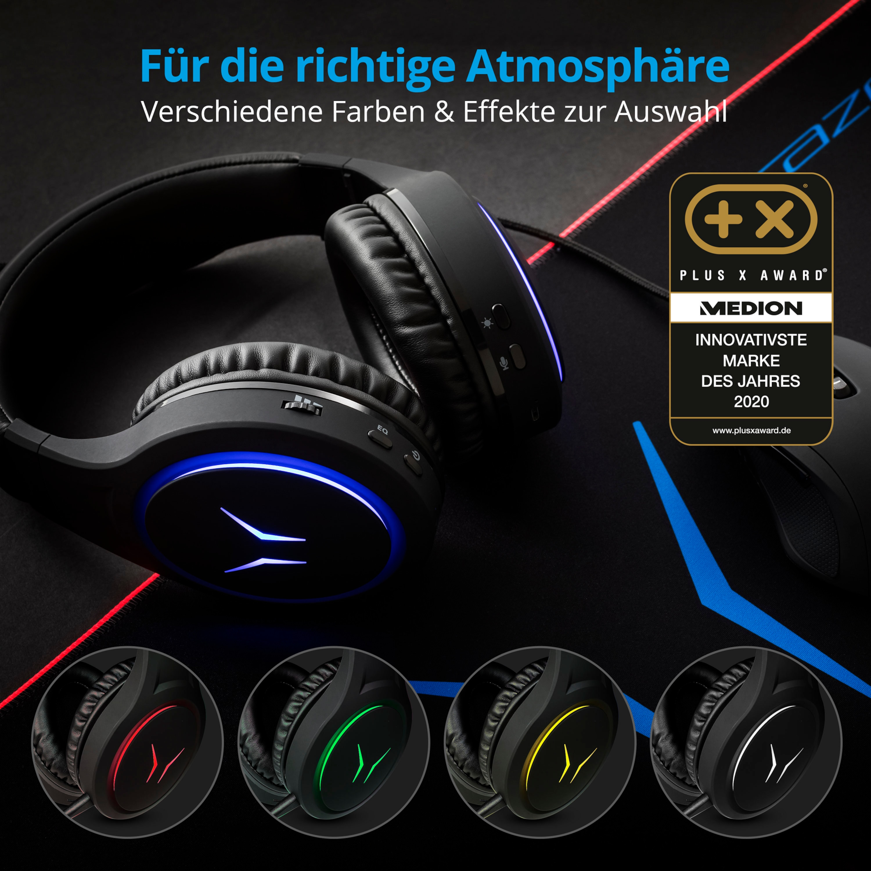 X10, Mage Gaming ERAZER schwarz Over-ear Headset MEDION