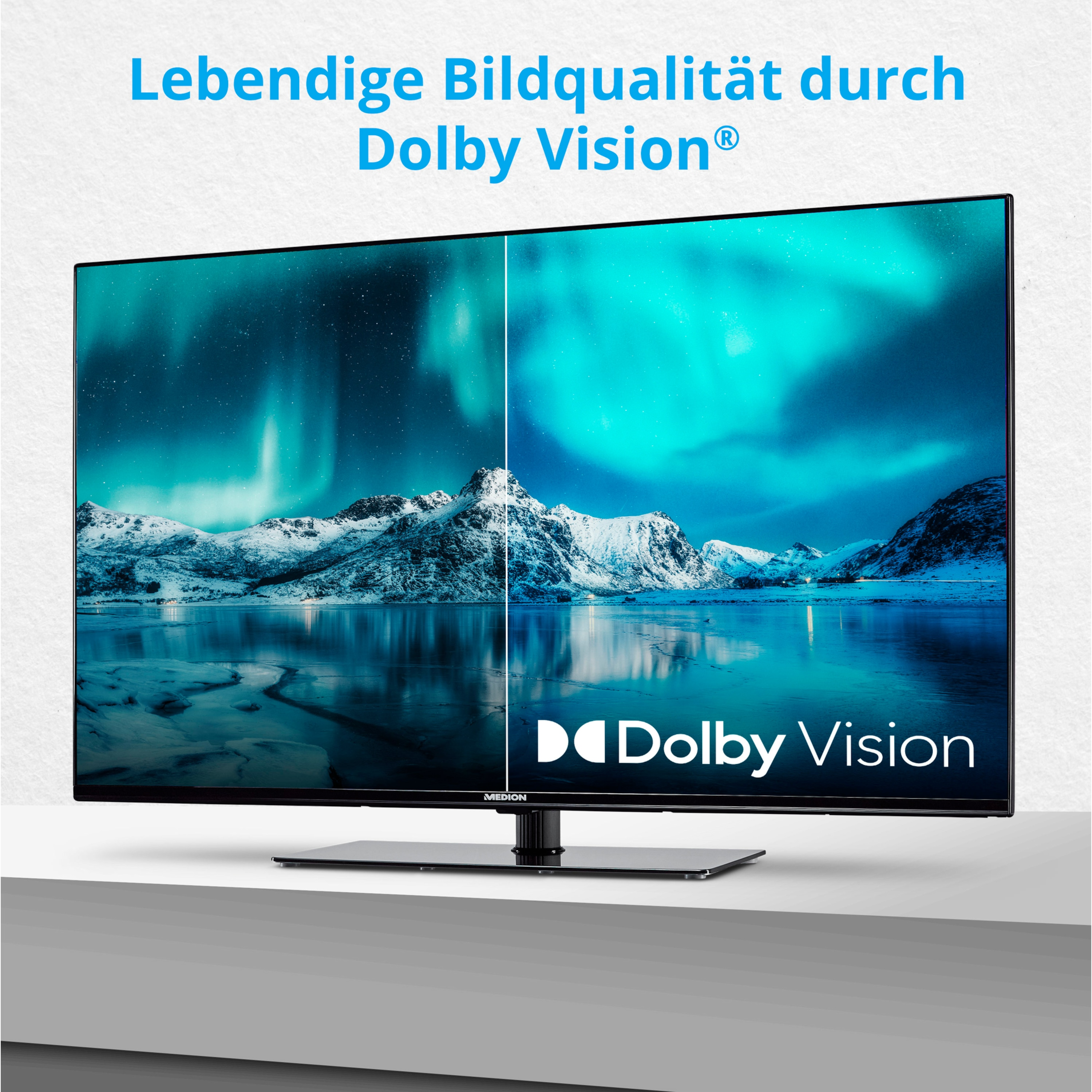 MEDION LIFE® (Flat, Dolby X14333 Micro Zoll SMART-TV, Fernseher 108 Dimming, HD, 42,5 DTS Atmos® 43\'\' 4K) Ultra LCD Dolby Vision®, HD, UHD / cm, HDR