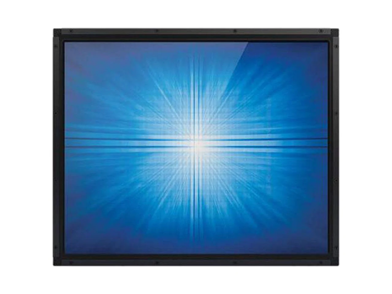Blauer Bildschirmmonitor mit heller Lichtanzeige.
