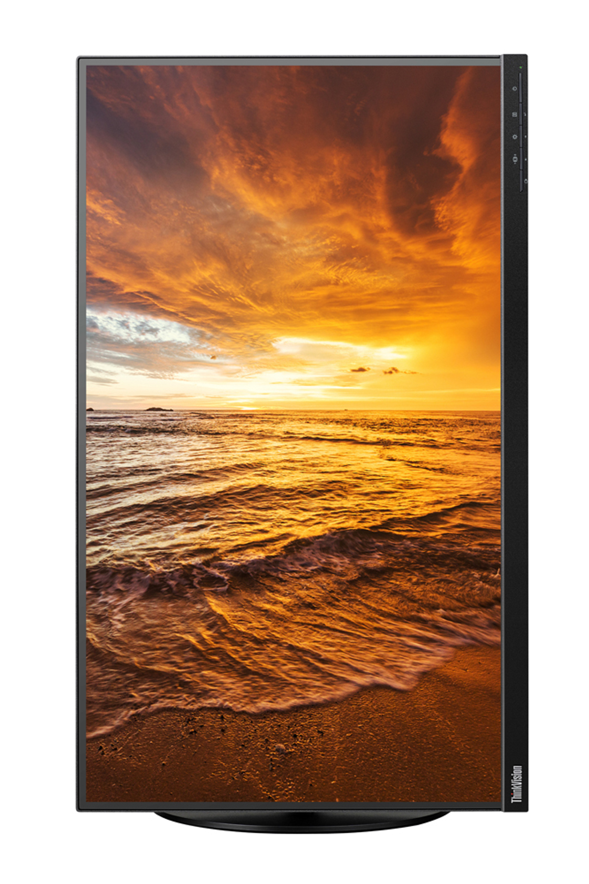 Un monitor con una scena di spiaggia al tramonto.