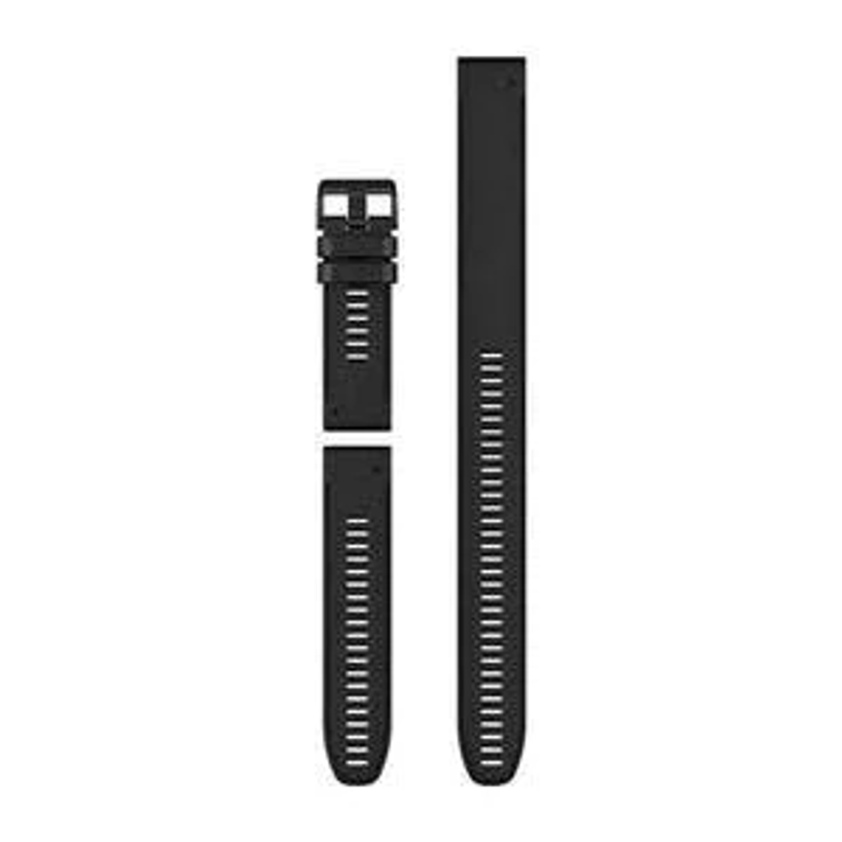 Schwarze Uhrenarmbandteile, zwei Teile. Eines mit Schnalle und das andere ein längeres Armband.