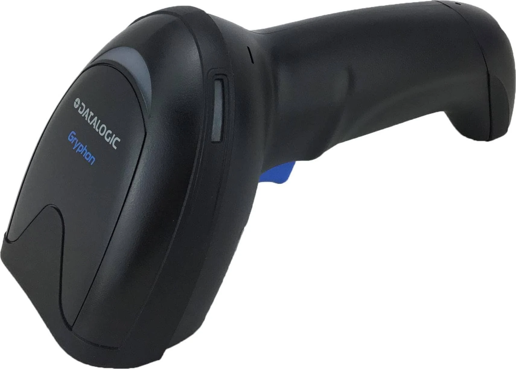 Ein schwarzer Barcode-Scanner mit dem Datalogic Gryphon-Logo auf weißem Hintergrund.