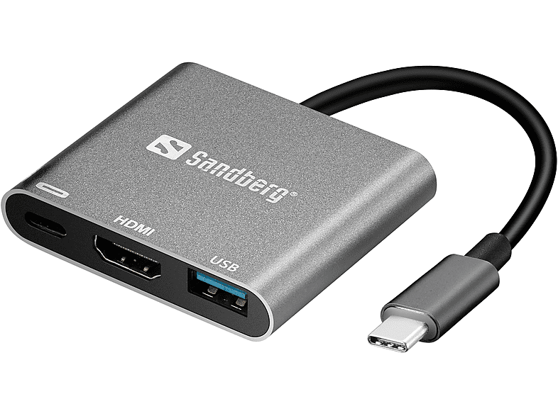 SANDBERG USB-C Mini Dock HDMI+USB, Laptop-Dockingstationen, Weiß | USB Hubs