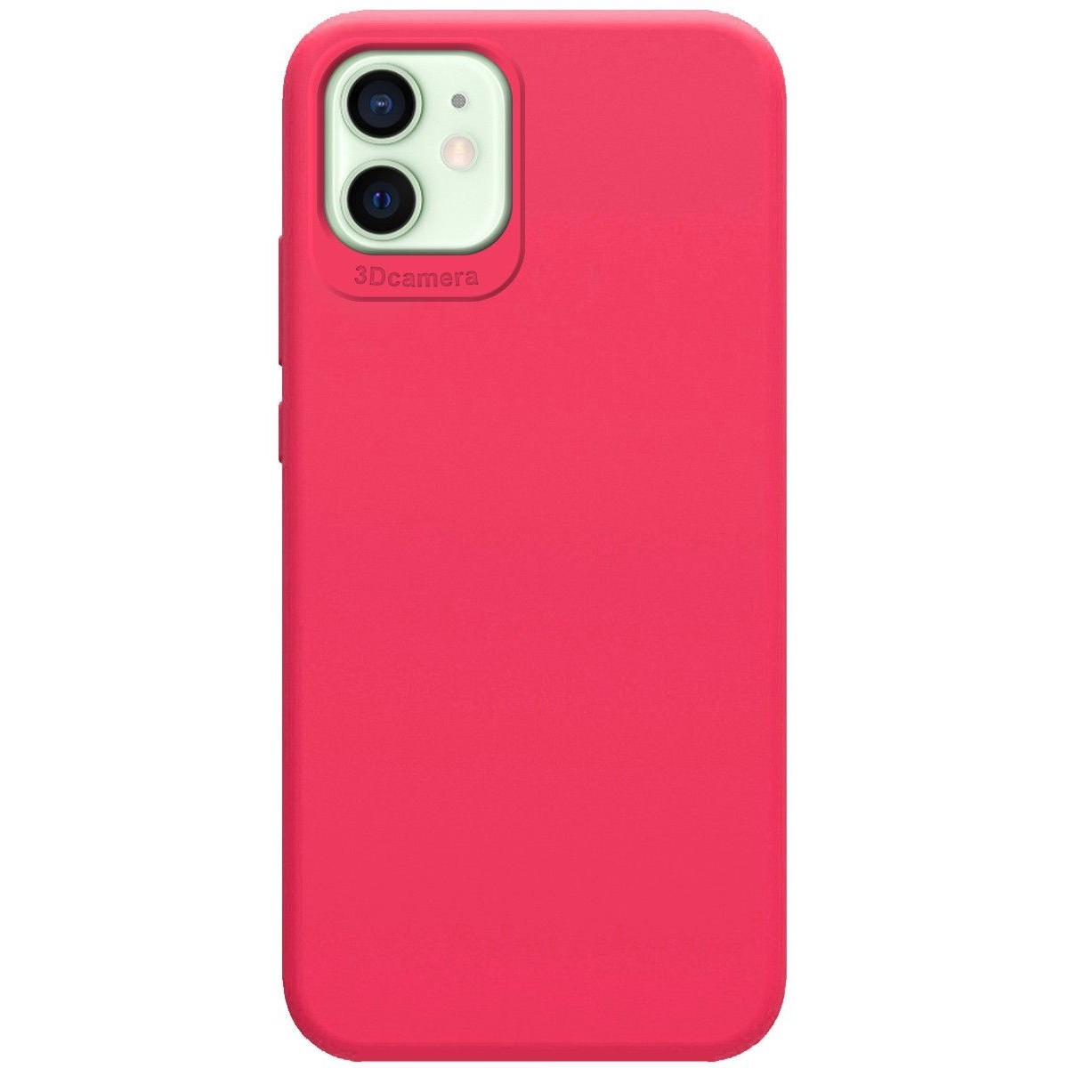 Funda de teléfono roja con tres lentes de cámara. No se ve la pantalla.