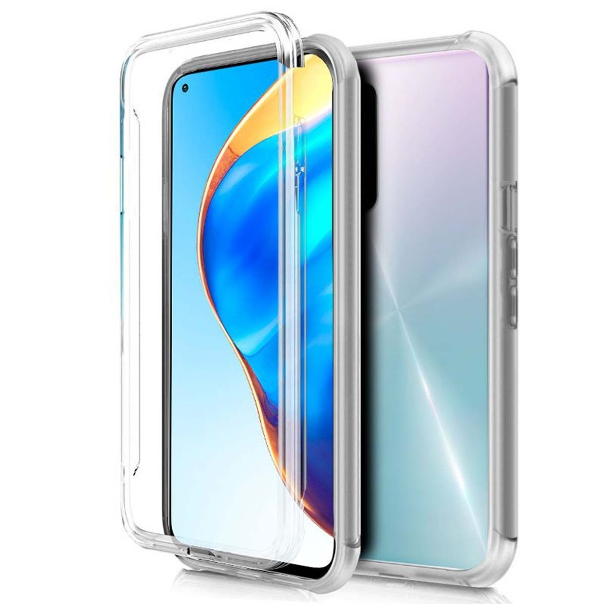 Funda de teléfono transparente con un teléfono dentro.