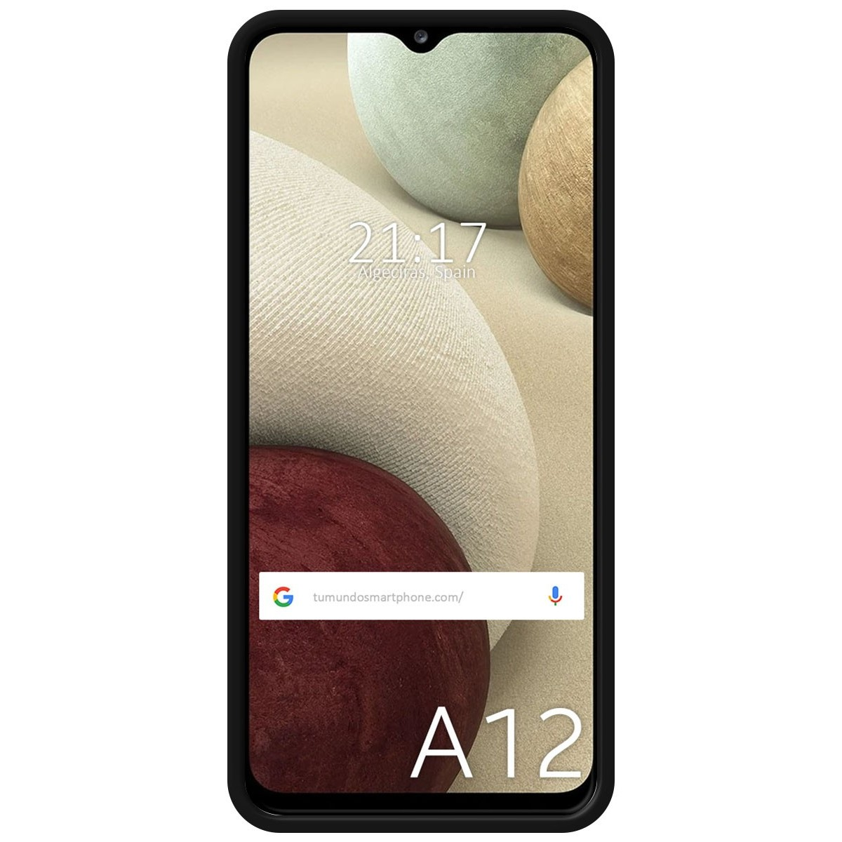 Un telefono con sfondo crema e rosso, e uno schermo che mostra un design crema, rosso e marrone.