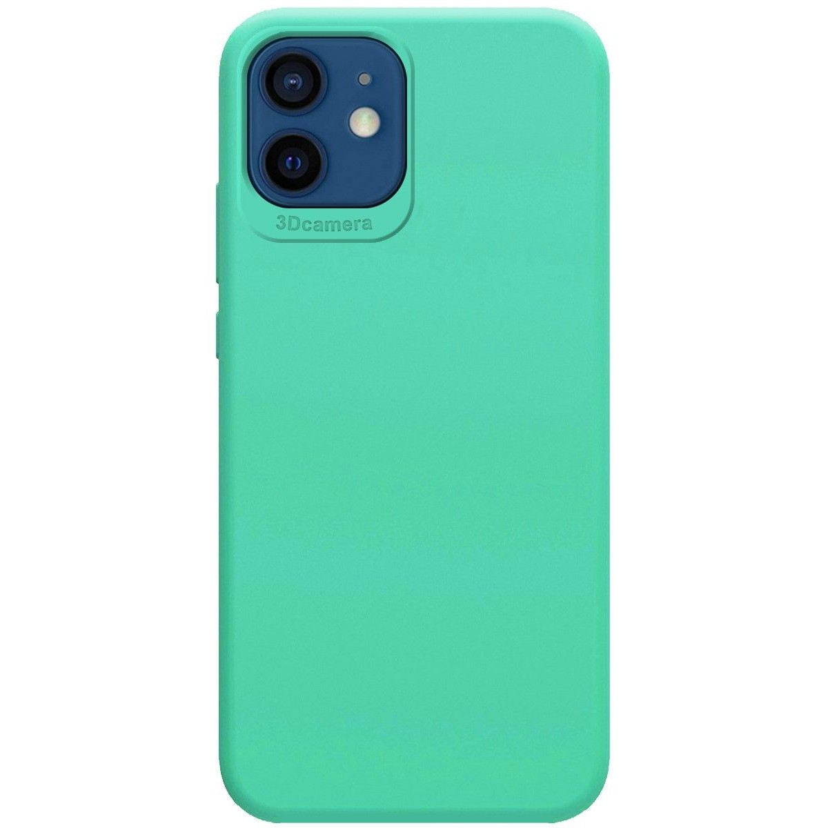 Una custodia per telefono verde. La custodia è in tinta unita e ha una fotocamera sul retro.